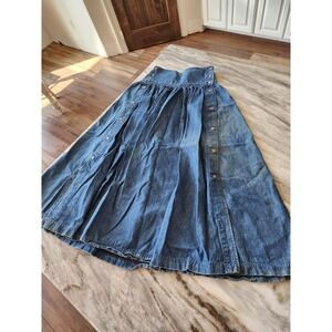 Vintage Ruff Hewn Denim Maxi Skirt Prarie Cowgirl Boho Western Sz Medium